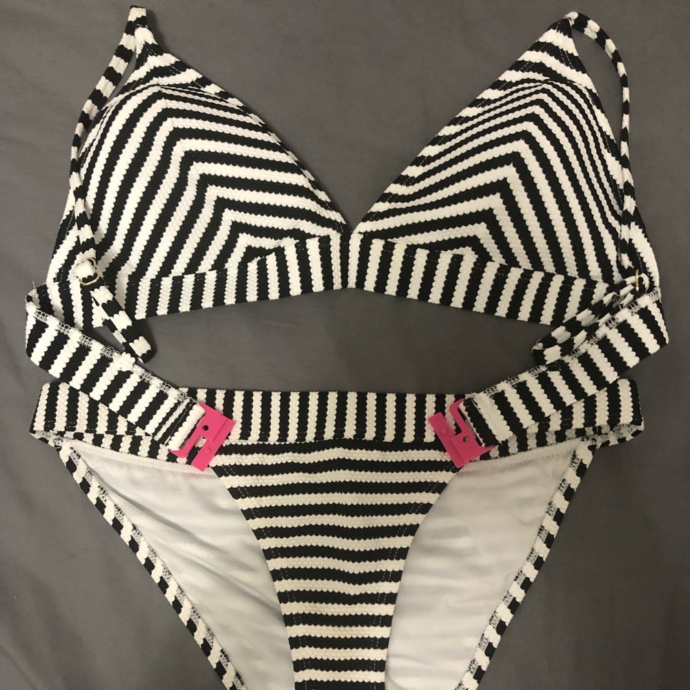 Striped bikini swimsuit